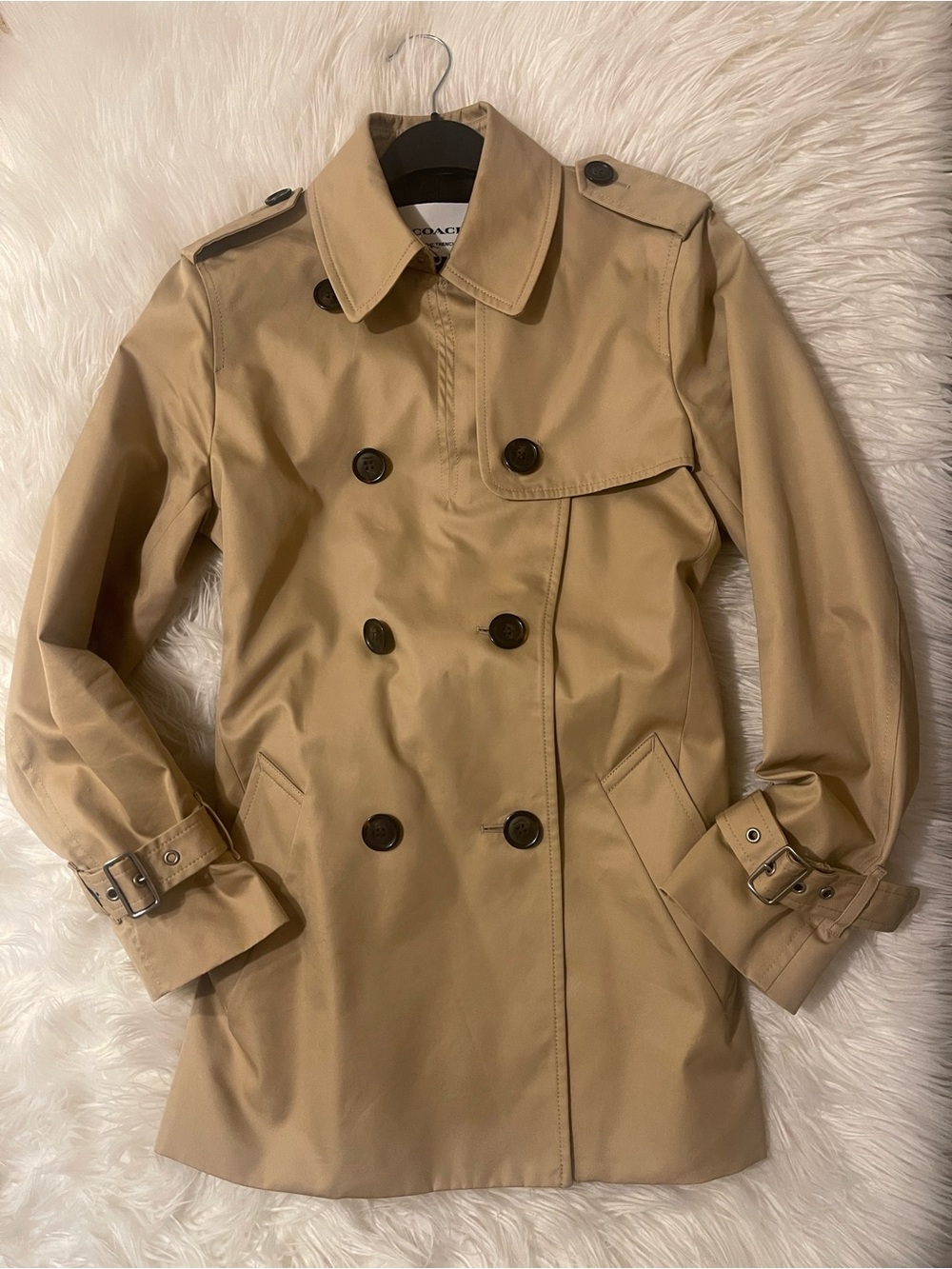 Coach Classic Double-Breasted Tan Trench Coat